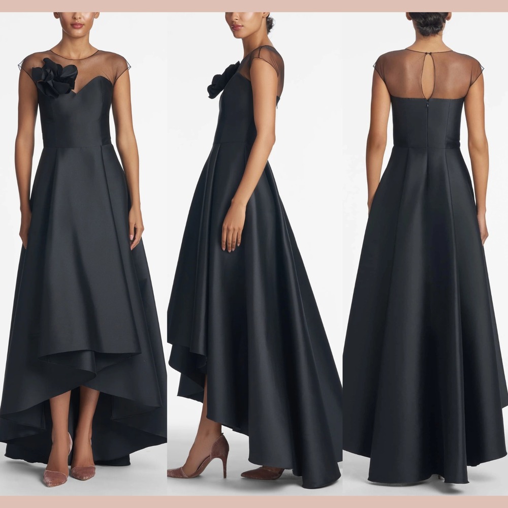 NWD $795 Sachin & Babi [ 0 ] Floral Sweetheart Blakely Hi-Lo Gown black‎ #J2121